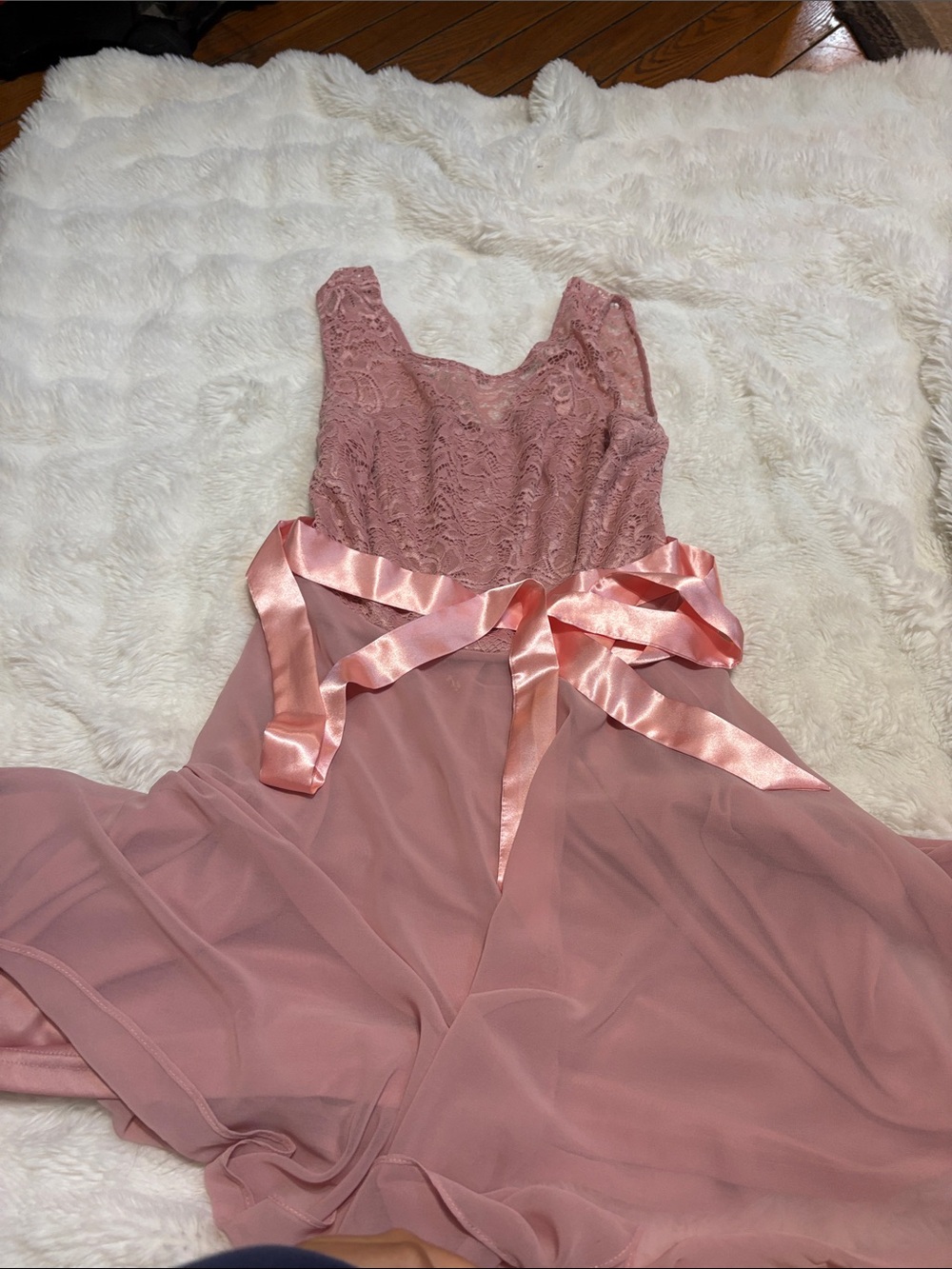 Sleeveless Lace & Chiffon Midi Dress in Dusty Rose